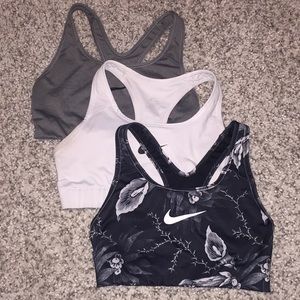 Nike sports bra bundle floral gray white small